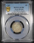 1787 Great Britian George Iii 6 Pence Graded Au58 By Pcgs No Hearts S-3748 Toned