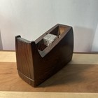 Vintage Mcm Lion Faux Wood Grain Weighted Tape Dispenser Mid-century Japan