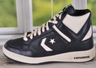 Converse Men s Leather Converse Weapon Mid Sneakers Shoes Black ivory Size 8