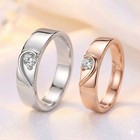 Matching Heart Couple Rings Set Moissanite Promise Bands White   Rose Plated