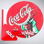 Vintage Spanish Coca Cola Bottle Flange Sign Aqui Vivela Metal Coke Advertising
