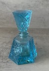 Vintage Green Cut Crystal Glass Art Deco Perfume Bottle Rare Vanity Decor