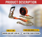 4 Pack 2  X30  Orange Ratchet Strap With Chain Anchor - 4000 Lbs Wll High Abrasi