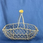 Wire Egg Collecting Basket Wood Handle Farmhouse Cottage Primitive Rustic Decor