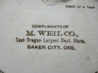 M  Weil Co  Department Store Baker City Ore  Oregon Souvenir Dresden Plate