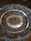 Antique 800 Silver Pierced Repousse  Tray With Cherubs   Roses 336 G Marked Bp  
