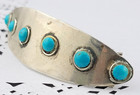 Vintage Singed Alpaca Silver On Copper Turquoise Studded Hair Clip Barrett 3 