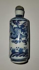Antique Chinese Red  White   Blue Dragon Porcelain Snuff Bottle-original-nice-