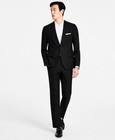 Hugo Boss Mens Modern Fit 2 Piece Suit 46 R   39 Waist Black Solid Stretch