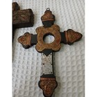 Vintage Handcrafted Wooden   Metal Cross Wall Decorations Milagro Cross Tin And