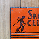 Vintage Ski Club Orange Soda Porcelain Enamel Metal Sign Size 9  X 6 