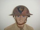 Wwi Doughboy Helmet   ammo Train  113th Unit Camouflage  Complete  Excellent    