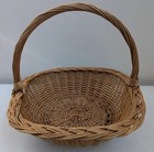 Vintage Hand Woven Wicker Gathering Basket 15  Oval Market Farmhouse Primitive