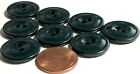 Set Of 8 Vintage Glossy Very Dark Green Plastic Buttons 3 4  19mm Nos 12255