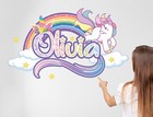 Unicorn Name Wall Decal - Personalized Unicorn Wall Art For Girls Room
