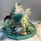 Hand Made Kentucky Derby Shades Of Mint Green Fascinator Hat Peacock Feather