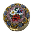 Vintage Micro Mosaic Floral Pill Box Made In Italy