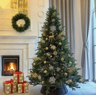 7ft Unlit Artificial Christmas Tree  2272 Pe pvc Tips  Living Room Full Realisti
