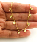 925 Solid Sterling Silver   14k Gold Plated Heart Anklet Bracelet  10  - Ea61