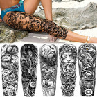 24 Sheets Cool Super Large Full Arm Temporary Tattoo Sleeve For Men With 8 Sheet