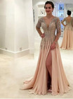 Champagne Mother Of The Brides Dresses Beaded With Side Split V Neck Guest Dress