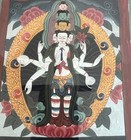 Vintage Hand Painted Tibetan Thangka Hanging Wall Art Framed  10x8 5 Inches  