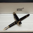 Mont blanc Meisterst  ck Fountain Pen Black Gold Trim With Gift Box