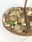 Vintage Sewing Basket Box Wicker Duel Lid Covered In Shells Handle Oval 10 