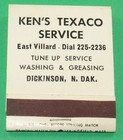 Ken s Texaco plains Motel Bismarck  Nd  Front-strike Matchbook Full - Diamond