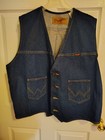 Vintage Wrangler Men s Denim Western Vest Blue Cotton Button Front Size Xl