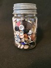 Vintage Buttons 250  Mixed Lot Contained In Vintage Canning Jar Drey Mason