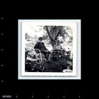 Old Vintage Square Photo Men Women Sitting In Yard Under Tree Snapshot Pic