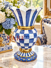 Mackenzie-childs Royal Check Great Vase Ceramic 12  Tall New No Box