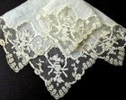 Antique French Lace Linen Hanky 10  Needle Lace Handwork  Ivory Color  Wedding