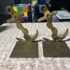 Vintage Solid Brass Nautical Ship Anchor Book Ends Nice Patina Made Taiwan