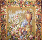 50x38  Floral Tapestry Wall Hanging  French Aubusson Style Woven Gobelin Decor
