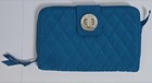 Vera Bradley Turnlock Wallet Organizer Teal Blue Rfid 