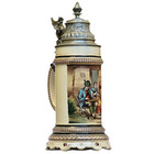 Antique German Beer Stein - Hunter   Hand-painted   Pewter Lid    5 L   Ca 1900
