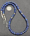 Sterling Navajo Pearl Lapis Lazuli Bench Beads Native Necklace Vtg Silver 19 