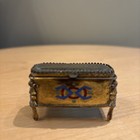 Antique French Ormolu Beveled Glass Jewelry Casket 19thc Enamel Trinket Box 