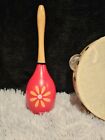 2 Vintage Retro Orange Maraca With Yellow Daisy Design And Westo 8  Tambourine 