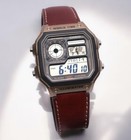 Casio Ae-1200whl-5a Digital Brown Leather Strap Men   s Wrist Watch