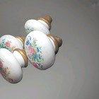 Two Antique Vintage Victorian Porcelain Rose Floral Door Knobs  Matching Pair