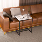 C Shape Sofa Side Coffee Table Bedside Laptop Table Real Stone Top White   Black