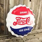 Pepsi Cola Embossed 3d Bottle Cap Diecut 12  Metal Tin Sign Garage Retro New
