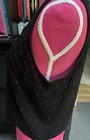 Jones New York Women   s Black Beaded Cotton Knit Tank Top Scoop Neck Size Pet Lg