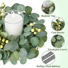 Waipfaru 4 Pcs Eucalyptus Wreath  Candle Rings Wreaths With 4 Pcs  Green 