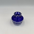 Beautiful Antique Glass Inkwell Cobalt Blue Cut To Clear Glass Inkwell