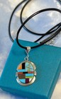 Navajo Sterling Silver Multi-stone Coral Gaspeite Turquoise 925 Necklace Pendant