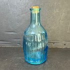 Vintage Aqua Blue Glass Ginger Root Bitters Bottle Barrel Shape Taiwan